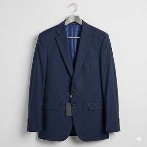 NWT Ted Baker $848 London Men 42 L Long Jay CT Blazer Navy Blue Wool Notch